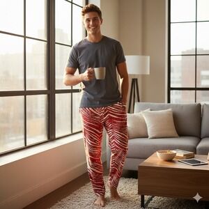 Zubaz San Francisco 49ers Red White Zebra Print Pajama Pants Mens L